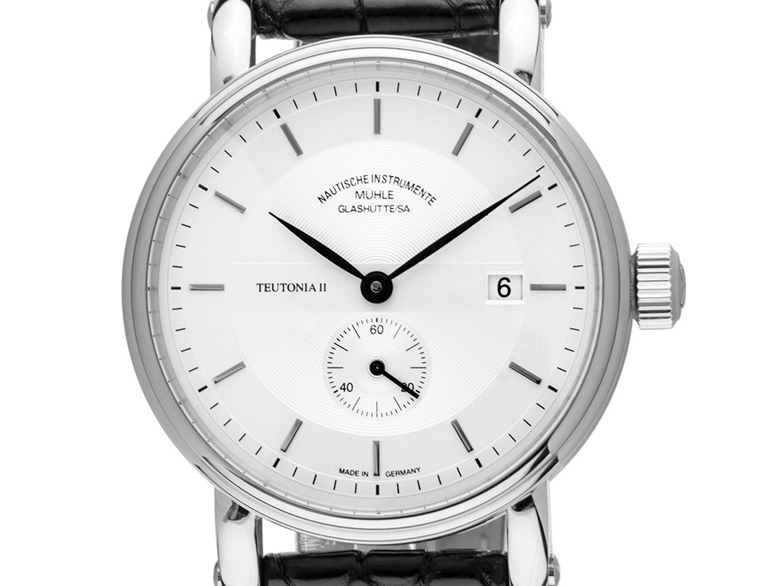 Mühle Glashütte Teutonia II kleine Sekunde Stahl Automatik Armband Leder Faltschließe 41mm Box&Pap. Full Set mit Zertifikat über 1.990,-€