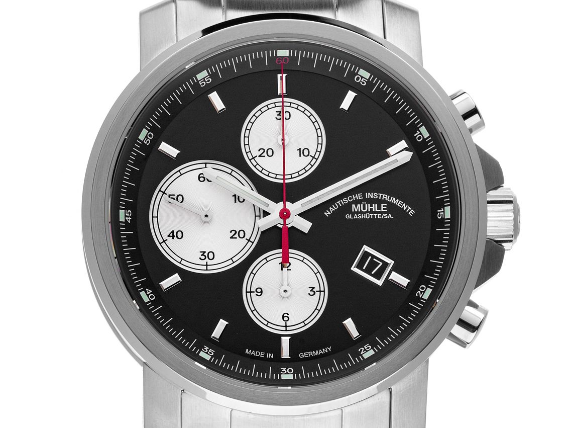 Mühle Glashütte 29er Chronograph Stahl Automatik Armband Stahl 42mm Ref.M1-25-43-MB Box&Pap. Full Set Neu 