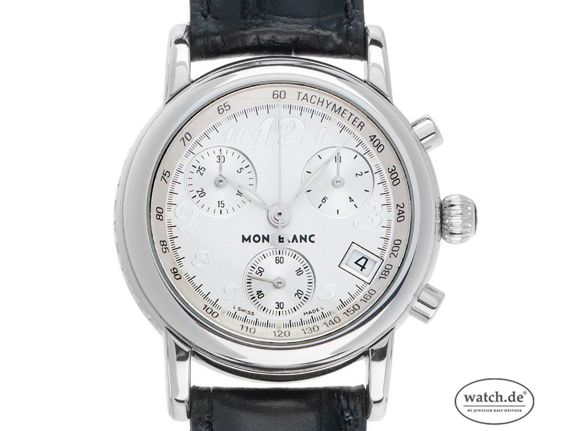 Montblanc Meisterstück Star Stahl Quarz Chronograph Armband Leder 32mm Ref.7039 Vintage Bj.2007 orig.Box mit Zertifikat über 1.800,-€