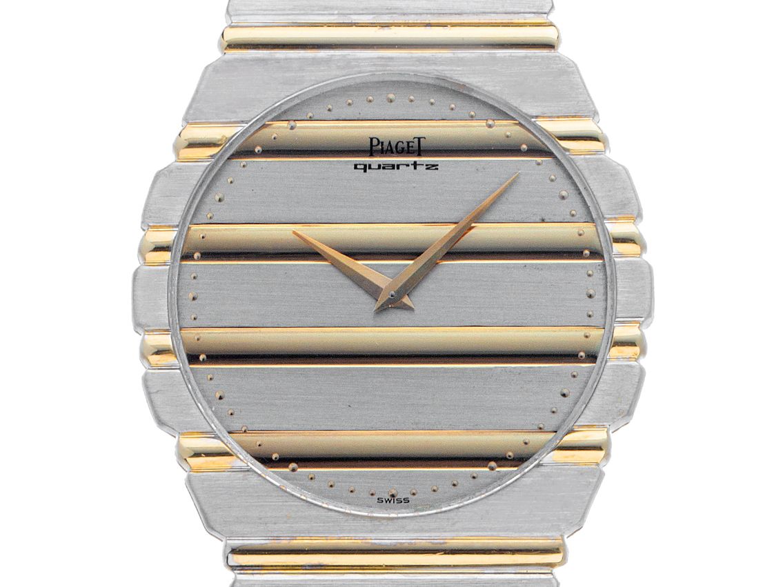 Piaget Polo Round großes Modell 18kt Gelbgold Weißgold Quarz Armband Gelbgold Weißgold 34mm Ref.7661C701 Vintage Bj.1999 Box&Beschreibung wie Neu mit Zertifikat über 32.000,-€