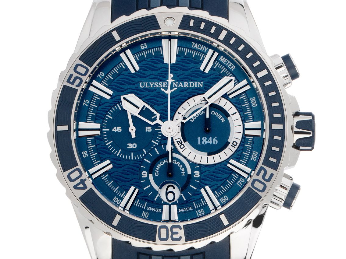 Ulysse Nardin Diver Stahl Automatik Armband Kautschuk Titan Faltschließe 44mm Box&Pap. Full Set Ungetragen
