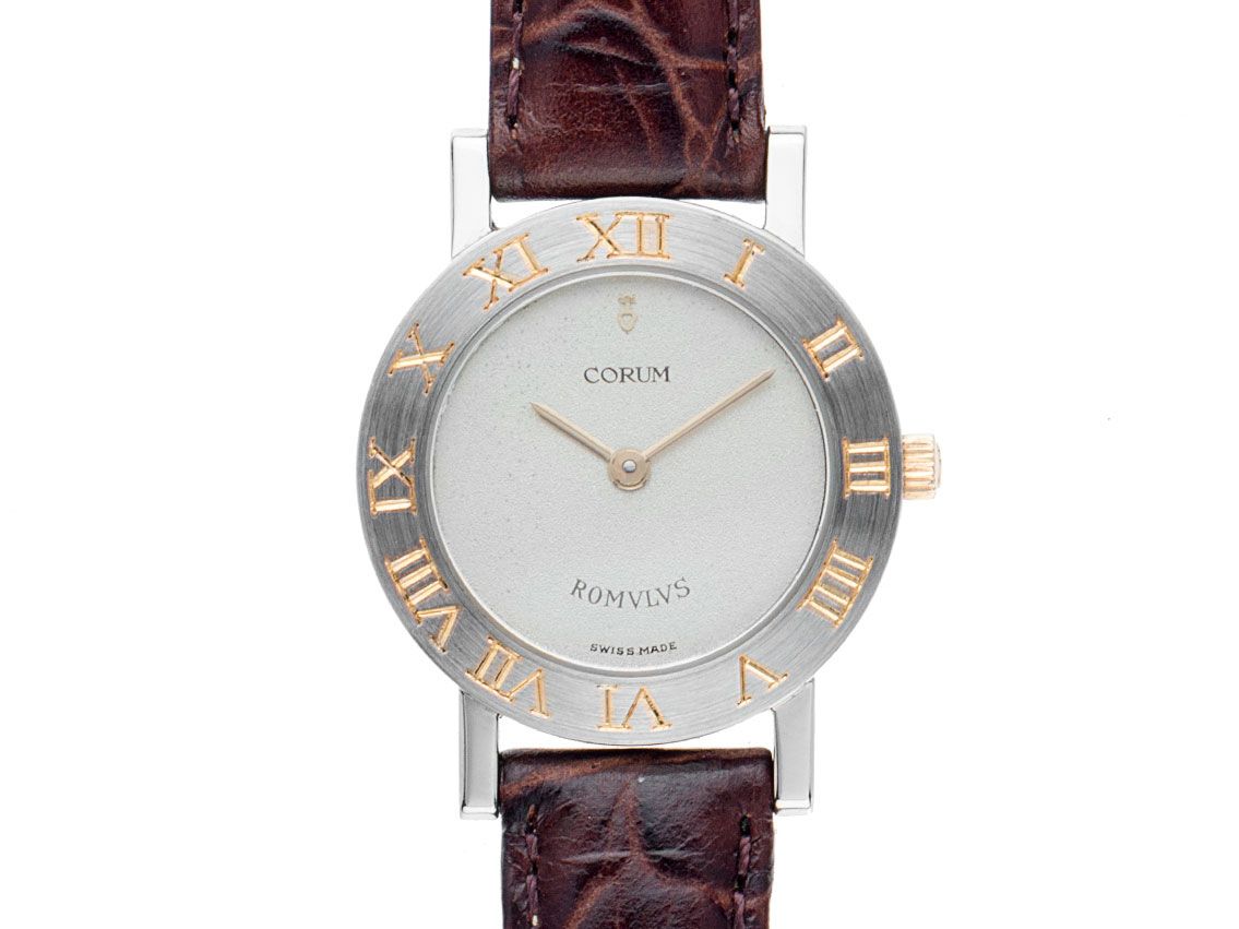 Corum Romulus Lady Stahl Gelbgold Quarz Armband Leder 24mm Ref.24.103.21 Vintage Bj.1992