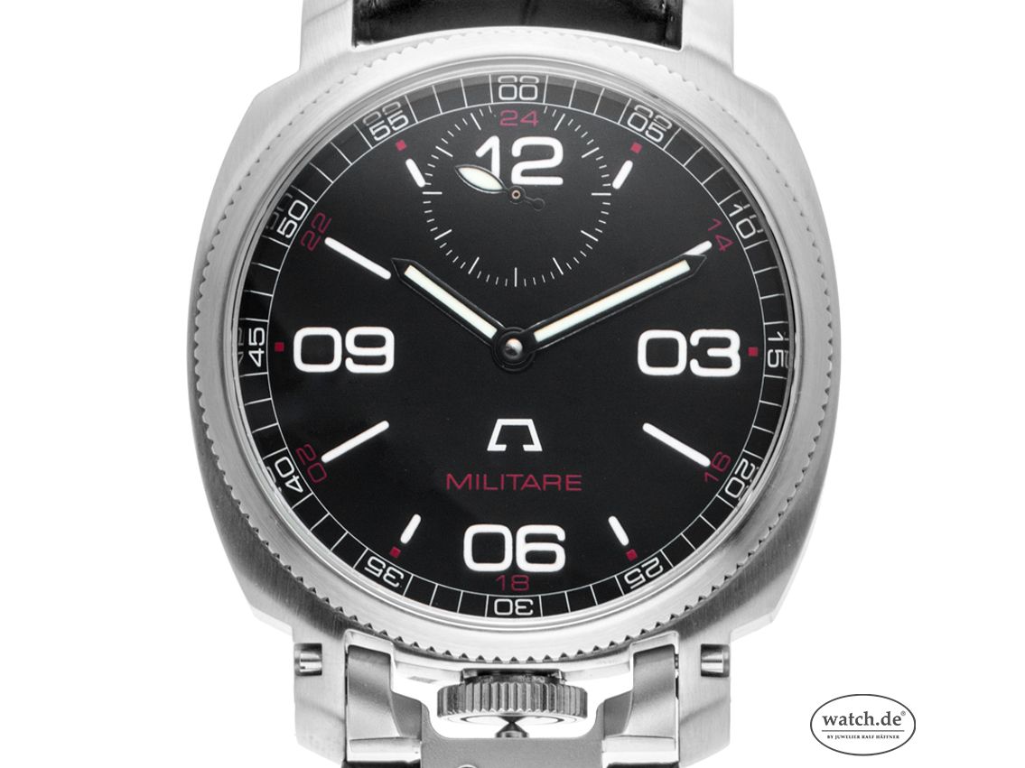 Anonimo Opera Meccana Militare Stahl Handaufzug Armband Leder 43mm Ref.2004 Bj.2010 Box&Pap. Full Set wie Neu mit Zertifikat über 3.500,-€