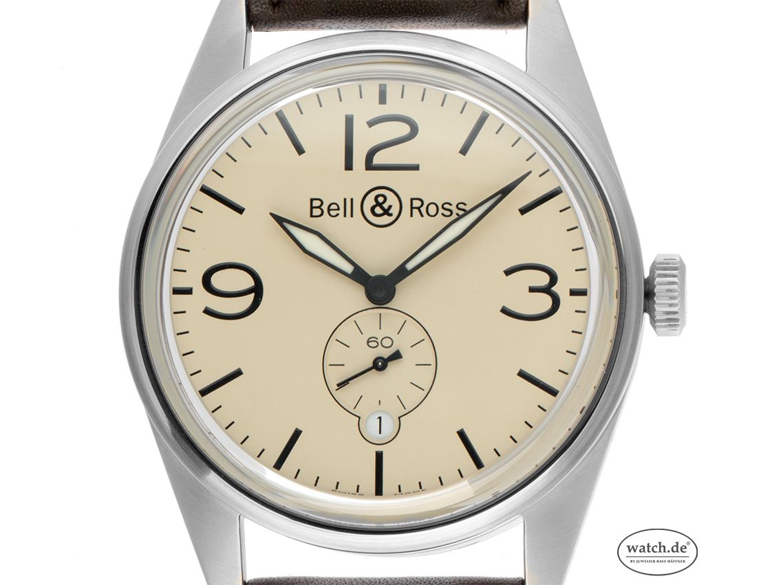 Bell & Ross Vintage BR 123 Stahl Automatik Armband Leder Faltschließe 41mm Box&Pap. Full Set wie Neu mit Zertifikat über 2.300,-€ 
