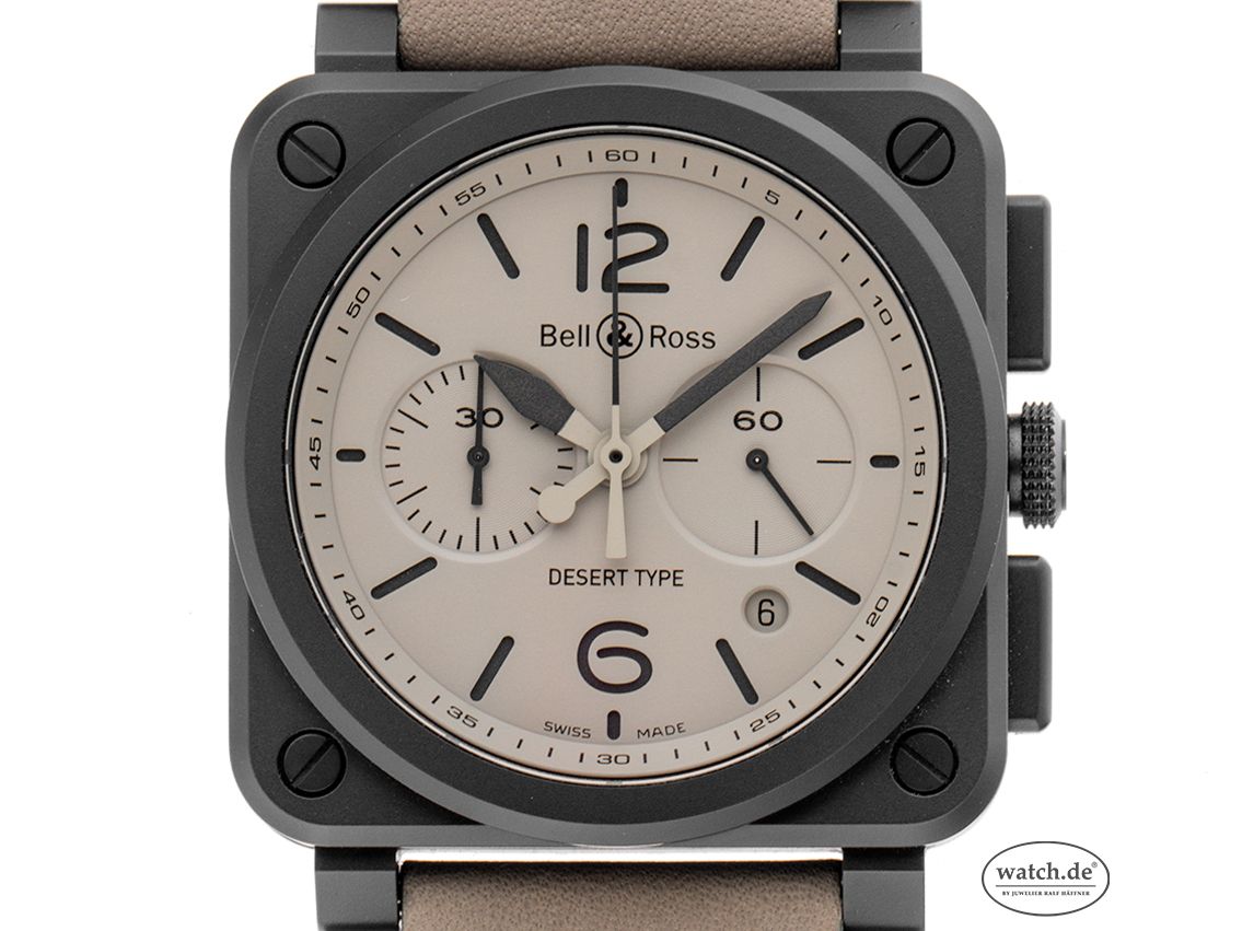 Bell & Ross Military Space Black Keramik Automatik Chronograph Armband Leder 42x42mm Ref.BR03-94 Bj.2016 Box&Pap. Full Set Ungetragen mit Zertifikat über 4.990,-€ 