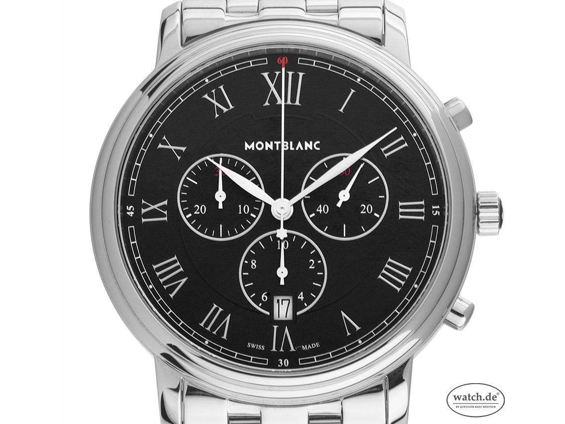 Montblanc Tradition Stahl Quarz Chronograph Armband Stahl 42mm Ref.117048 Bj.2018 Box&Pap. Full Set wie Neu mit Zertifikat über 2.050,-€