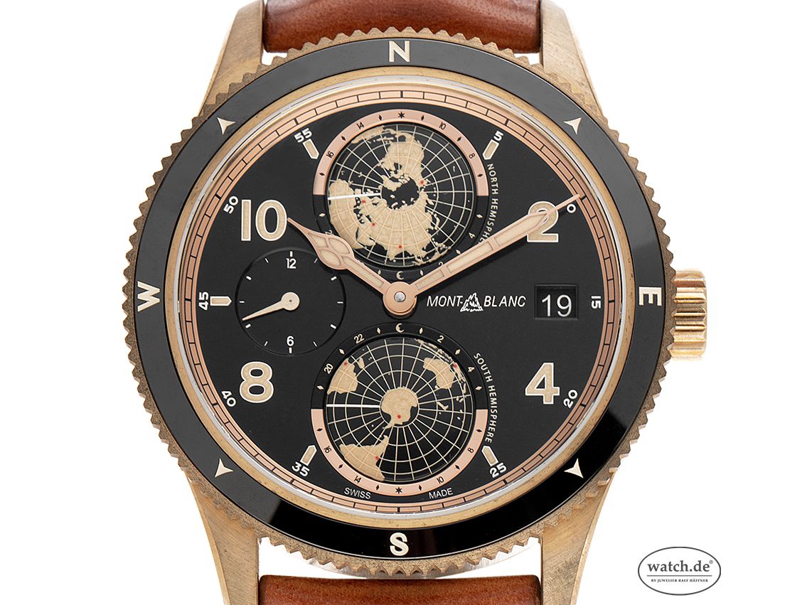 Montblanc 1858 Geosphere Bronze Automatik Armband Leder Faltschließe Limitiert 42mm Ref.119347 Box&Pap. Full Set Ungetragen mit Zertifikat über 5.890,-€