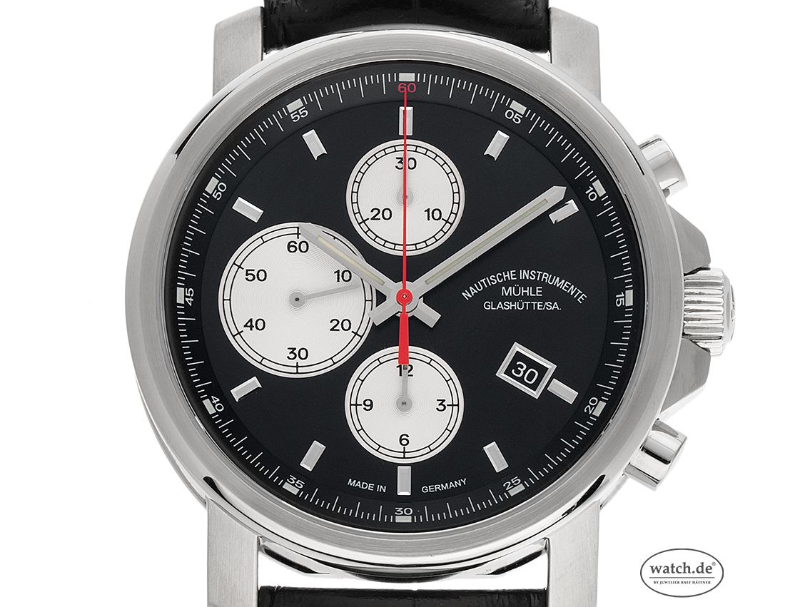 Mühle Glashütte 29er Chronograph Stahl Automatik Armband Leder 42mm Ref.M1-25-43-MB Bj.2010 Box&Pap. Full Set wie Neu mit Zertifikat über 2.850,-€