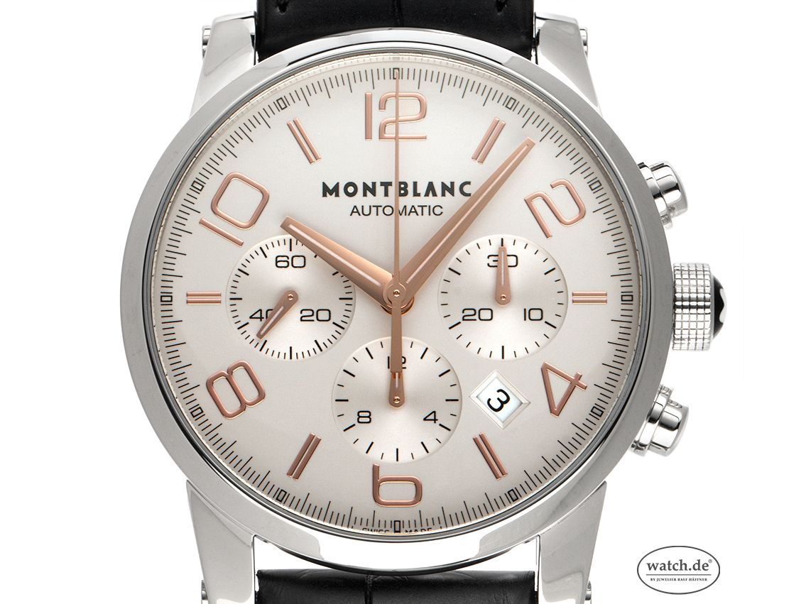 Montblanc TimeWalker Date Stahl Automatik Chronograph Armband Leder 43mm Ref.7260 Vintage Bj.2018 Box&Pap. Full Set wie Neu mit Zertifikat über 4.200,-€