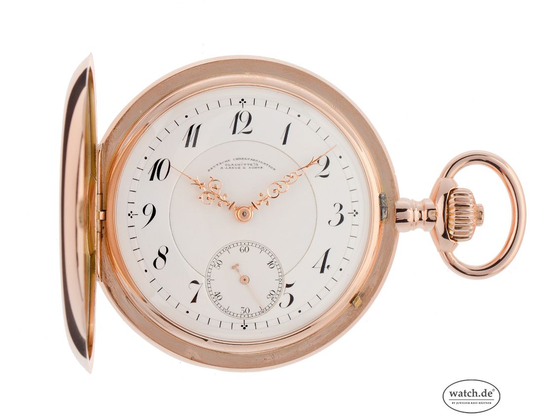 Taschenuhr A. Lange und Söhne Savonette 14kt Roségold Handaufzug 53mm Vintage Bj.1910 mit Zertifikat über 6.500,-€