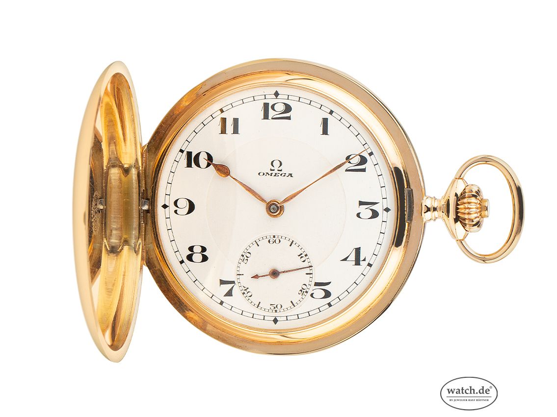Omega Taschenuhr 14kt Gelbgold Handaufzug 53mm Vintage Bj.1910 mit Zertifikat über 3.500,-€