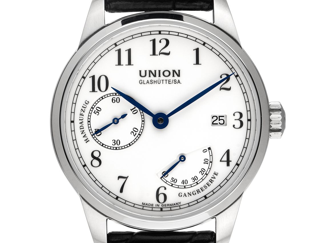 Union Glashütte 1893 Johannes Dürrrstein Edition Gangreserve Stahl Handaufzug Armband Leder Faltschließe 41mm Box&Pap. Full Set Ungetragen