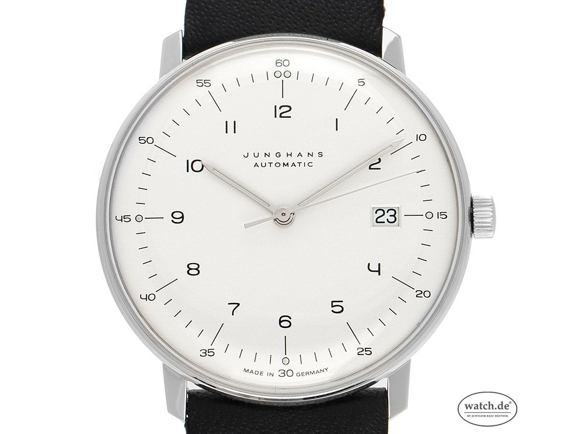 Junghans Max Bill Stahl Automatik Armband Leder 38mm Ref.027/4700.00 Vintage Bj.2016 wie Neu mit Zertifikat über 1.100,-€