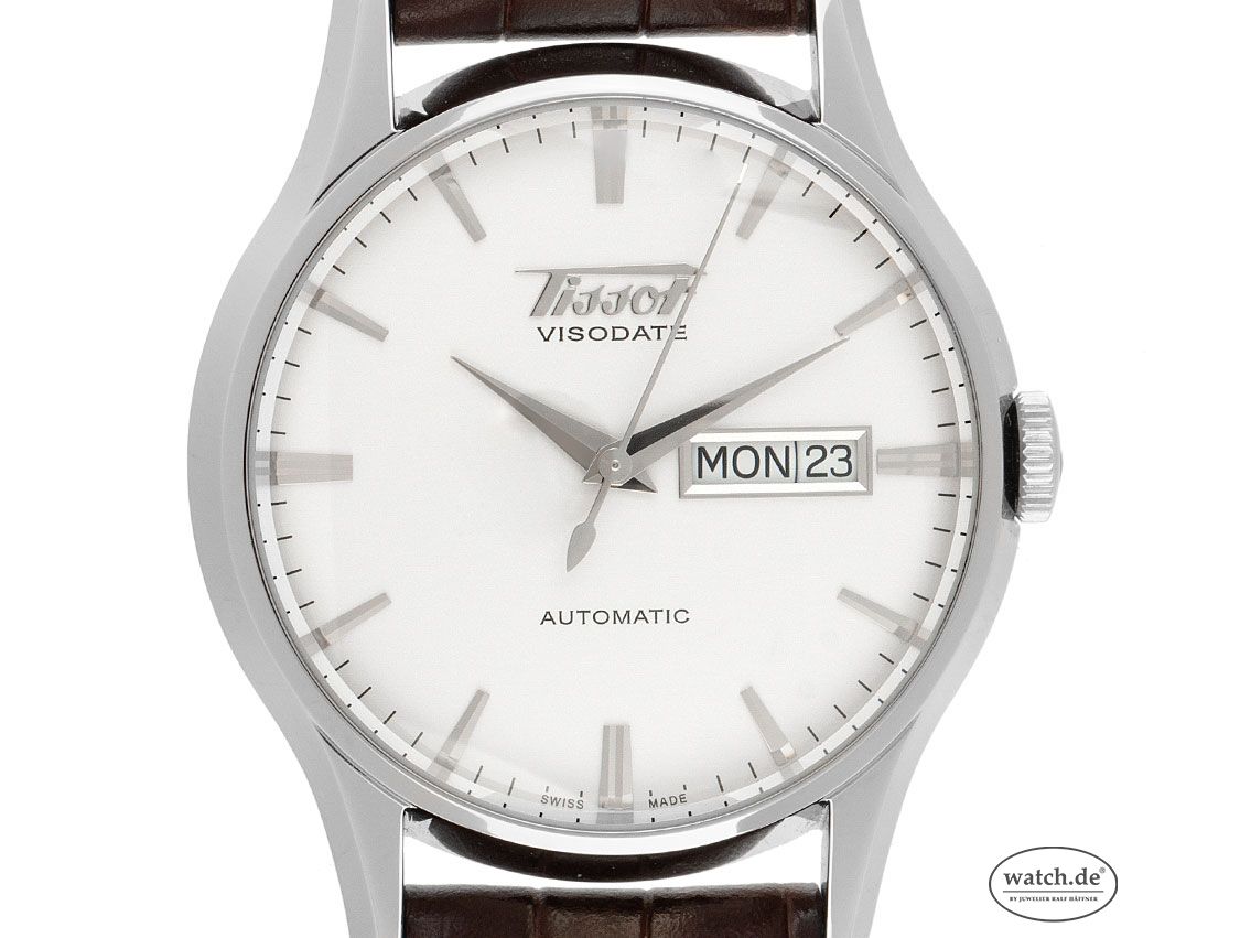 Tissot Visodate Day Date Stahl Automatik Armband Leder Faltschließe 40mm Ref.T0194301603101 Bj.2018 Box&Pap. Full Set wie Neu mit Zertifikat über 580,-€