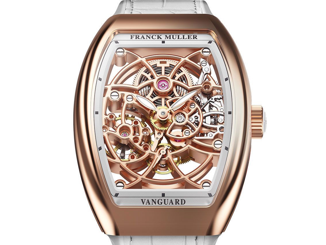 Franck Muller Vanguard Lady Skeleton 18kt Roségold Automatik Armband Leder 42x32mm Box&Pap. Full Set Neu