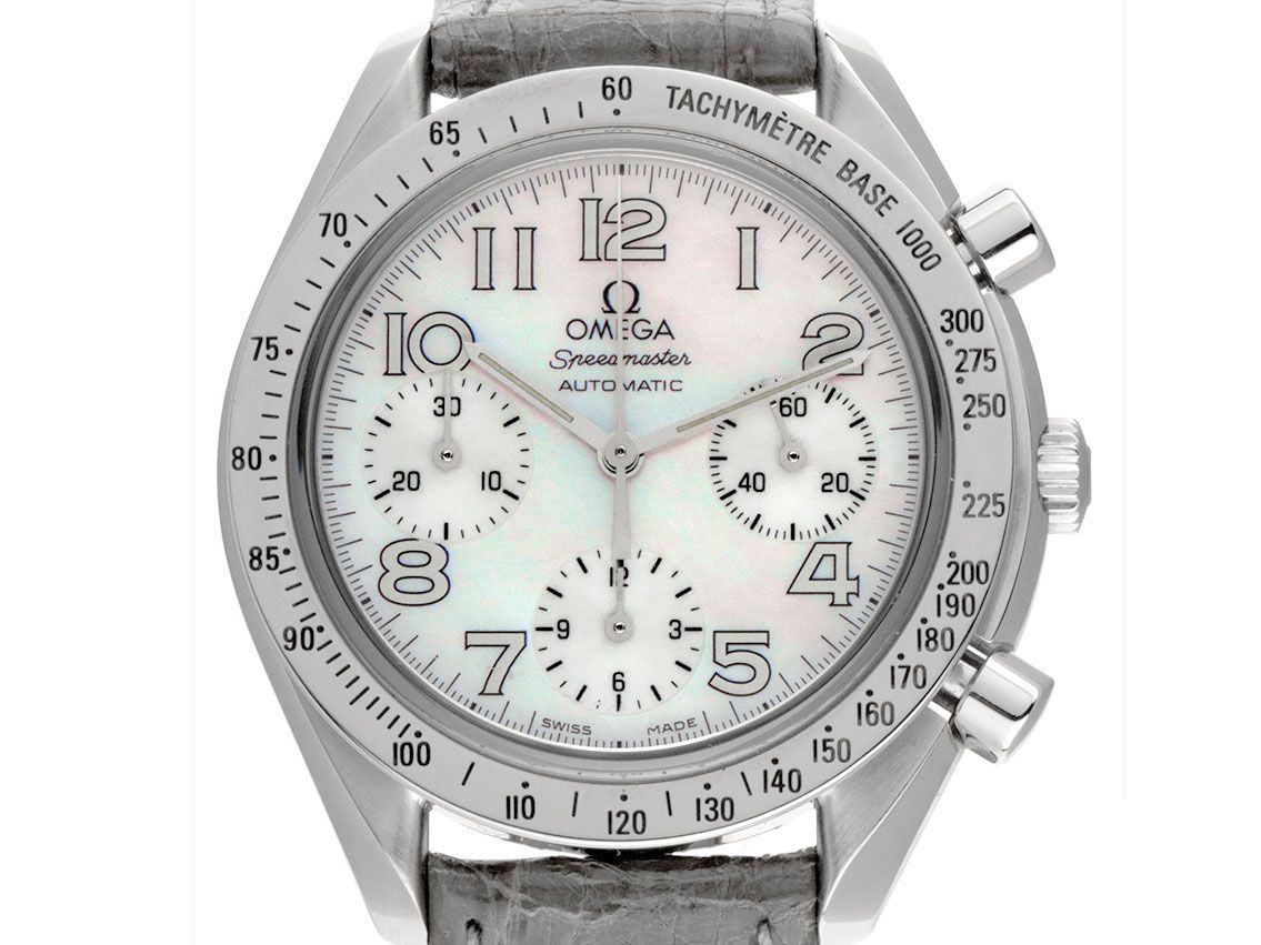 Omega Speedmaster Reduced Stahl Perlmutt Automatik Chronograph 