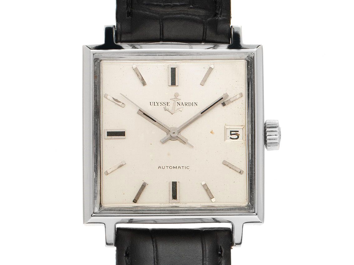 Ulysse Nardin Square Stahl Automatik Armband Leder 30x30mm Vintage mit Zertifikat über 2.595,-€