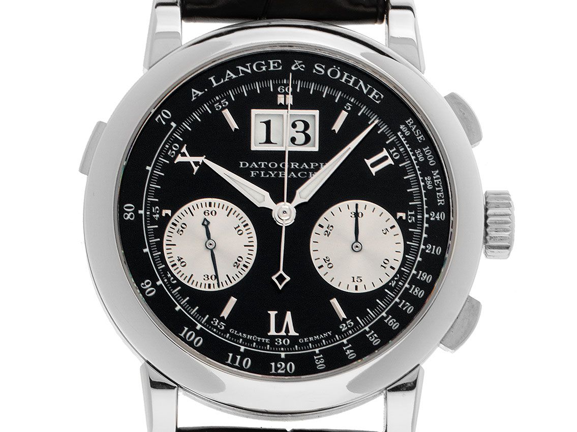 A. Lange & Söhne Datograph Chronograph Flyback 950 Platin Handaufzug Armband Leder 39mm Ref.403.035 Vintage Bj.2005 Box&Beschreibung wie Neu mit Zertifikat über 59.000,-€