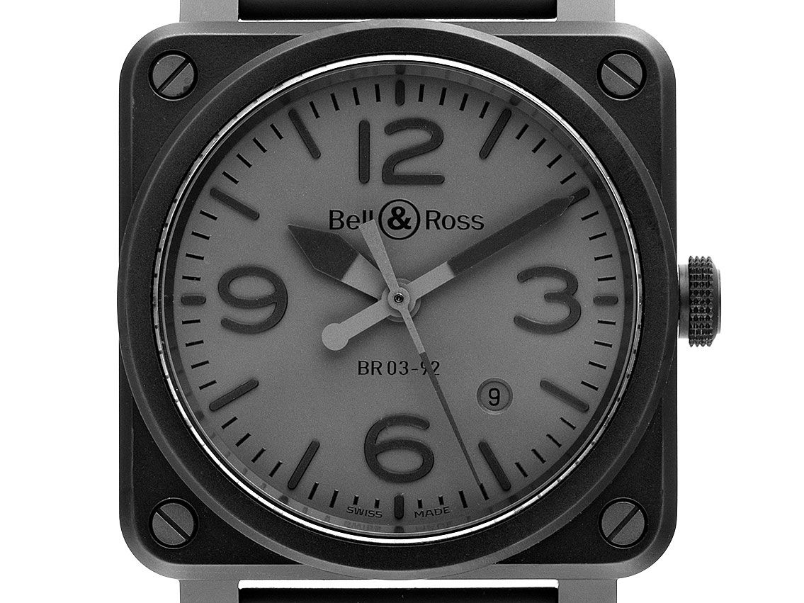 Bell & Ross BR 03-92 Commando Keramik Automatik Armband Kautschuk 42x42mm Bj.2017 Box&Pap. Full Set wie Neu mit Zertifikat über 3.400,-€