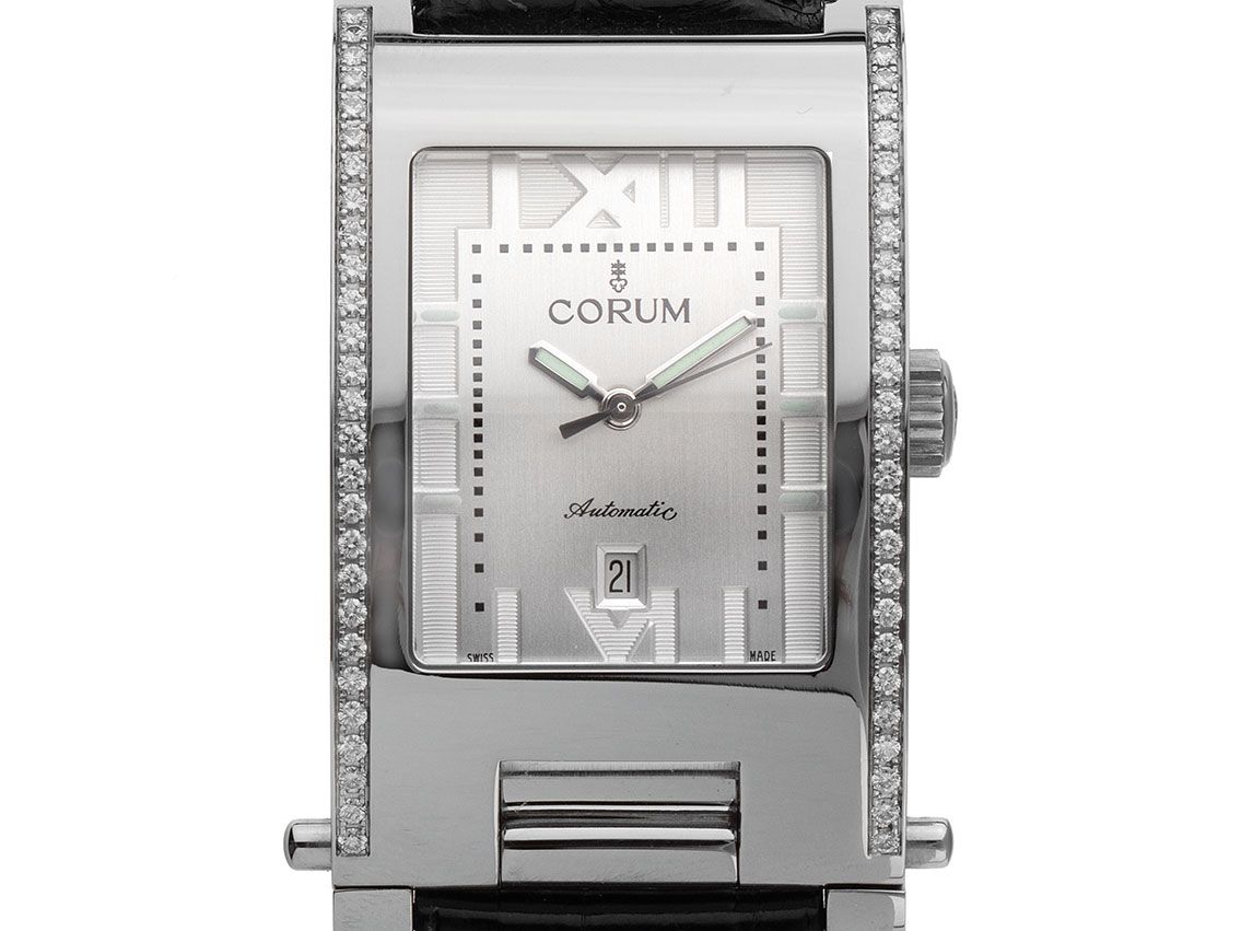 Corum Tabogan Klappgehäuse Stahl Diamanten Automatik Armband Leder 47x26mm Ref.145.151.47 Vintage Bj.1998 Box&Beschreibung wie Neu