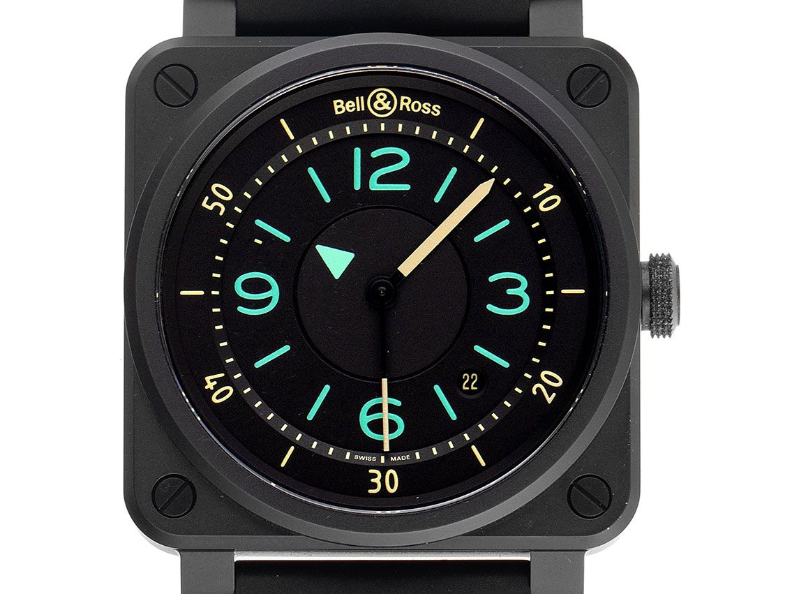 Bell & Ross Aviation BR03 Military Keramik Automatik Armband Kautschuk Limitiert 42x42mm Bj.2019 Box&Pap. Full Set Ungetragen 