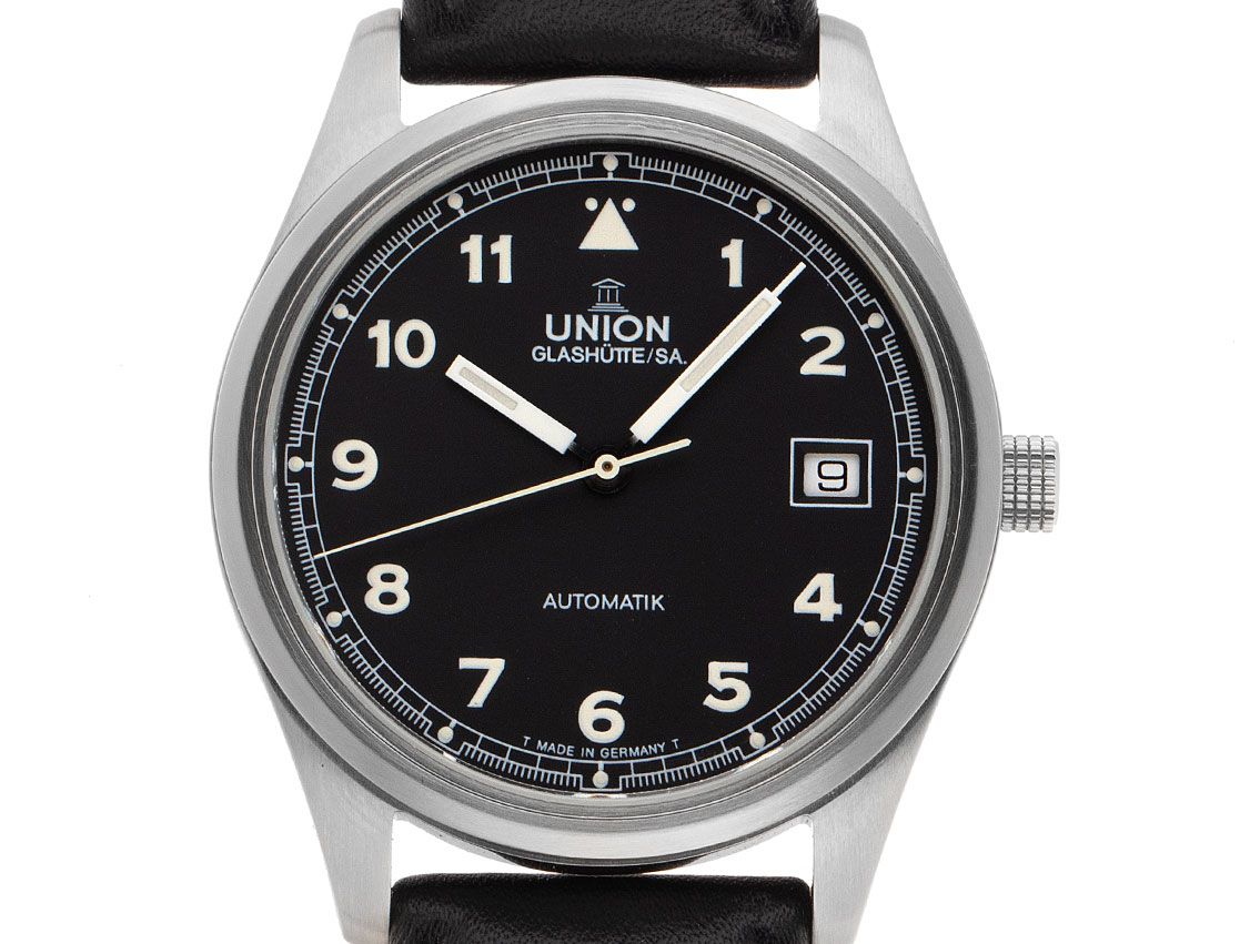 Union Glashütte Fliegeruhr Stahl Automatik Armband Leder 36mm Ref.2611070710 Vintage Bj.2000 Box&Pap. Full Set wie Neu
