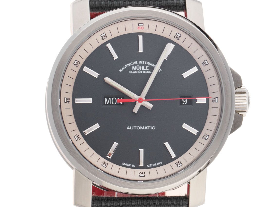 Mühle Glashütte 29er Day Date Stahl Automatik Armband Leder 42mm Bj.2018 Box&Pap. Full Set Wie Neu mit Zertifikat über 1.500,-€
