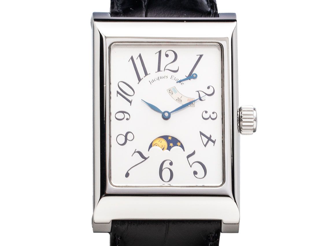 Jacques Etoile Estes Parc 1912 Lunarium Stahl Handaufzug Armband Leder 46x29,5mm Vintage orig.Box mit Zertifikat über 3.300,-€