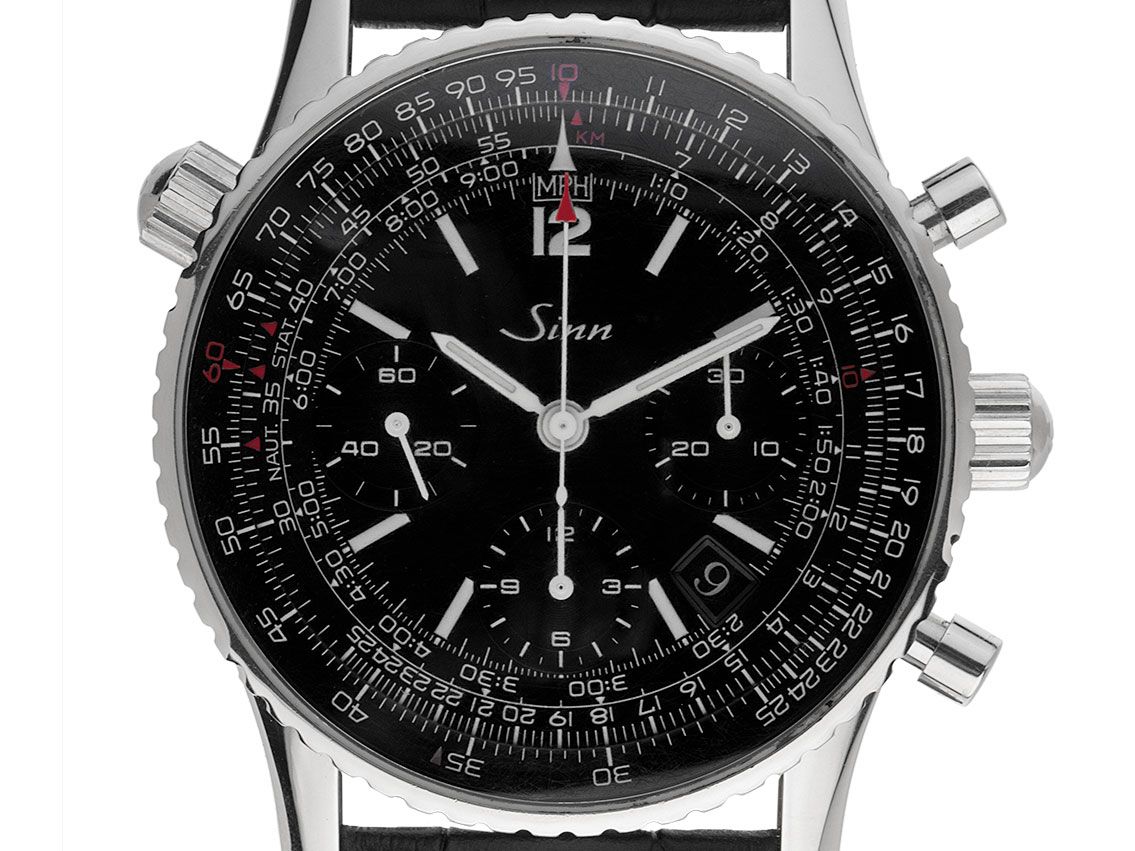 Sinn 903 Navigation Stahl Automatik Chronograph Armband Leder 41mm Bj.2010 orig.Box