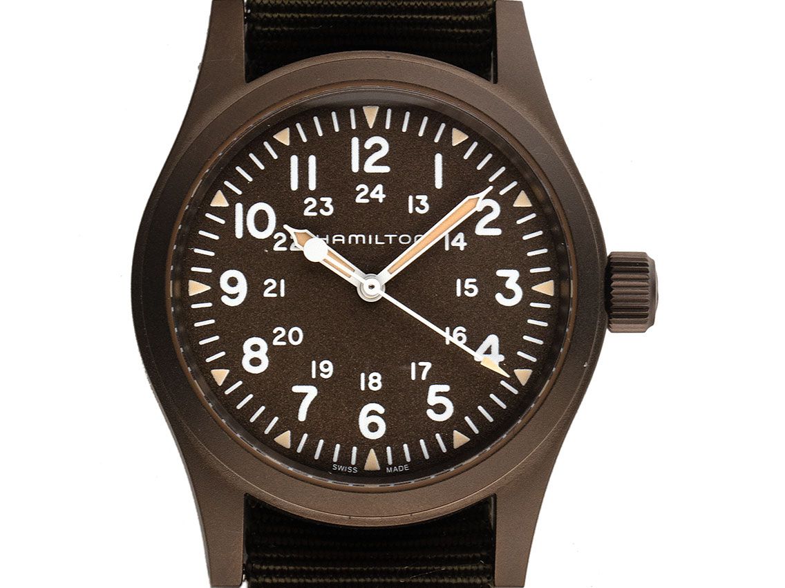 Hamilton Khaki Field Edelstahl Handaufzug Armband Textil 38mm Bj.2021 Box&Pap. Ungetragen