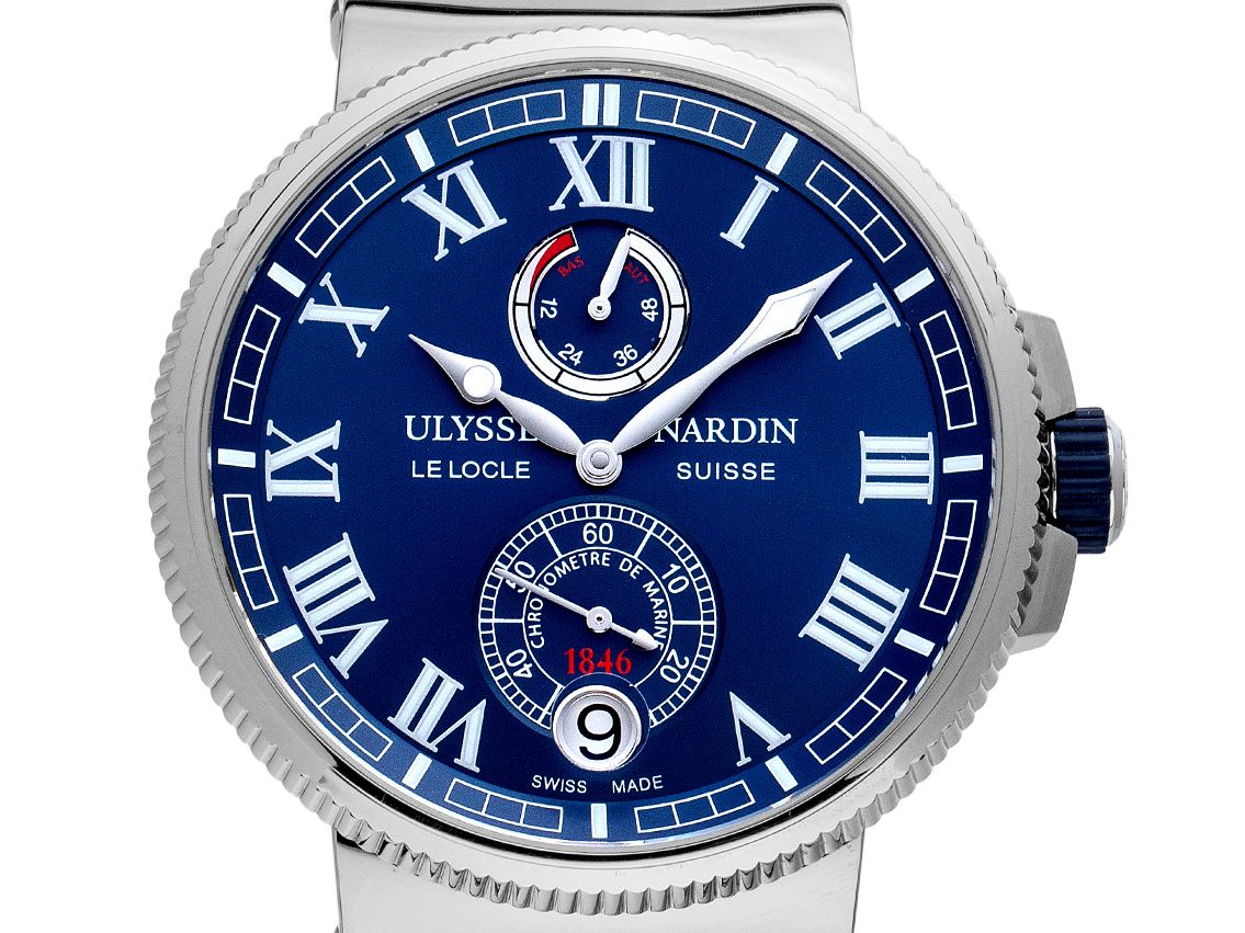 Ulysse Nardin Marine Chronometer Stahl Automatik Gangreserve Armband Stahl 43mm Ref.1183-126/43 Bj.2019 Box&Pap. Full Set wie Neu