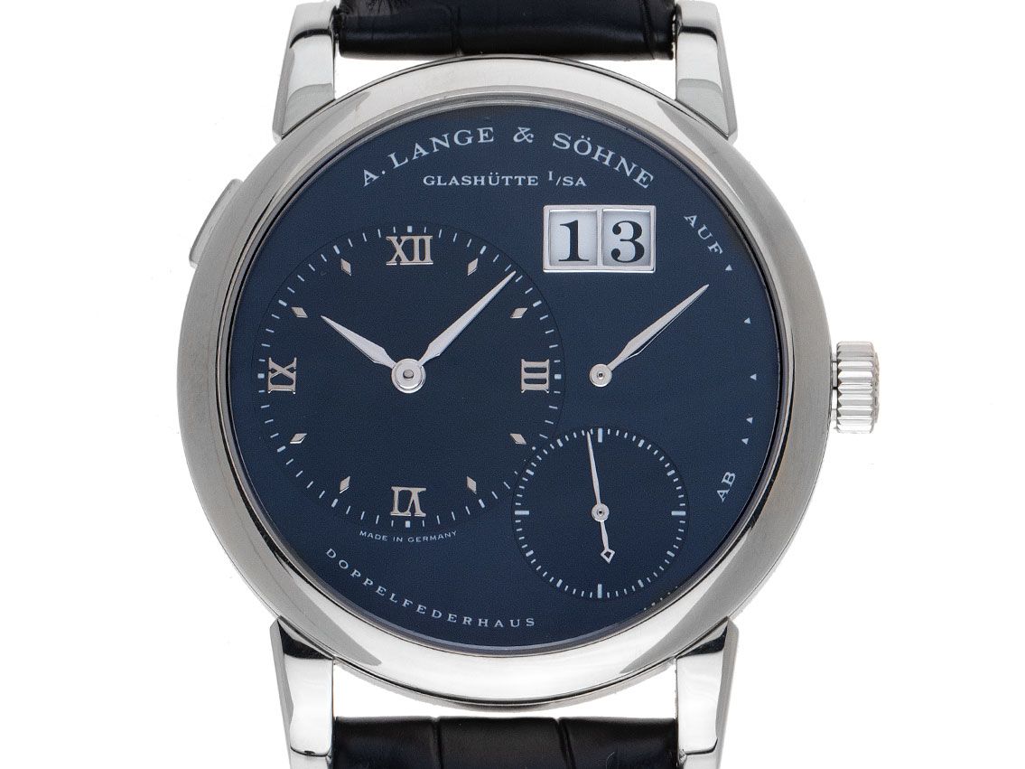 A. Lange & Söhne Lange 1 18kt Weißgold Handaufzug Armband Leder 38mm Ref.101.027 Vintage Bj.1999 Box&Pap. Full Set wie Neu