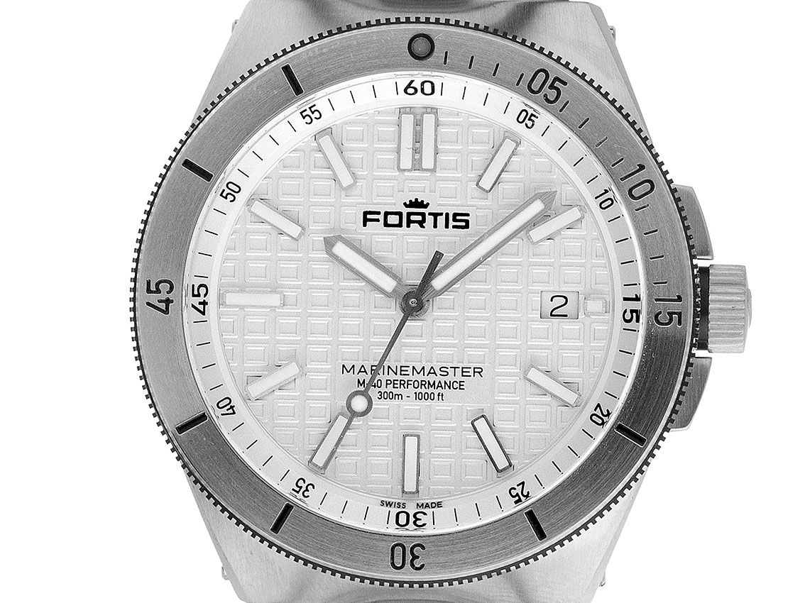 Fortis Marinemaster M-40 Snow White Stahl Automatik Armband Stahl 40mm Ref.F8120010 Box&Pap. Full Set Neu