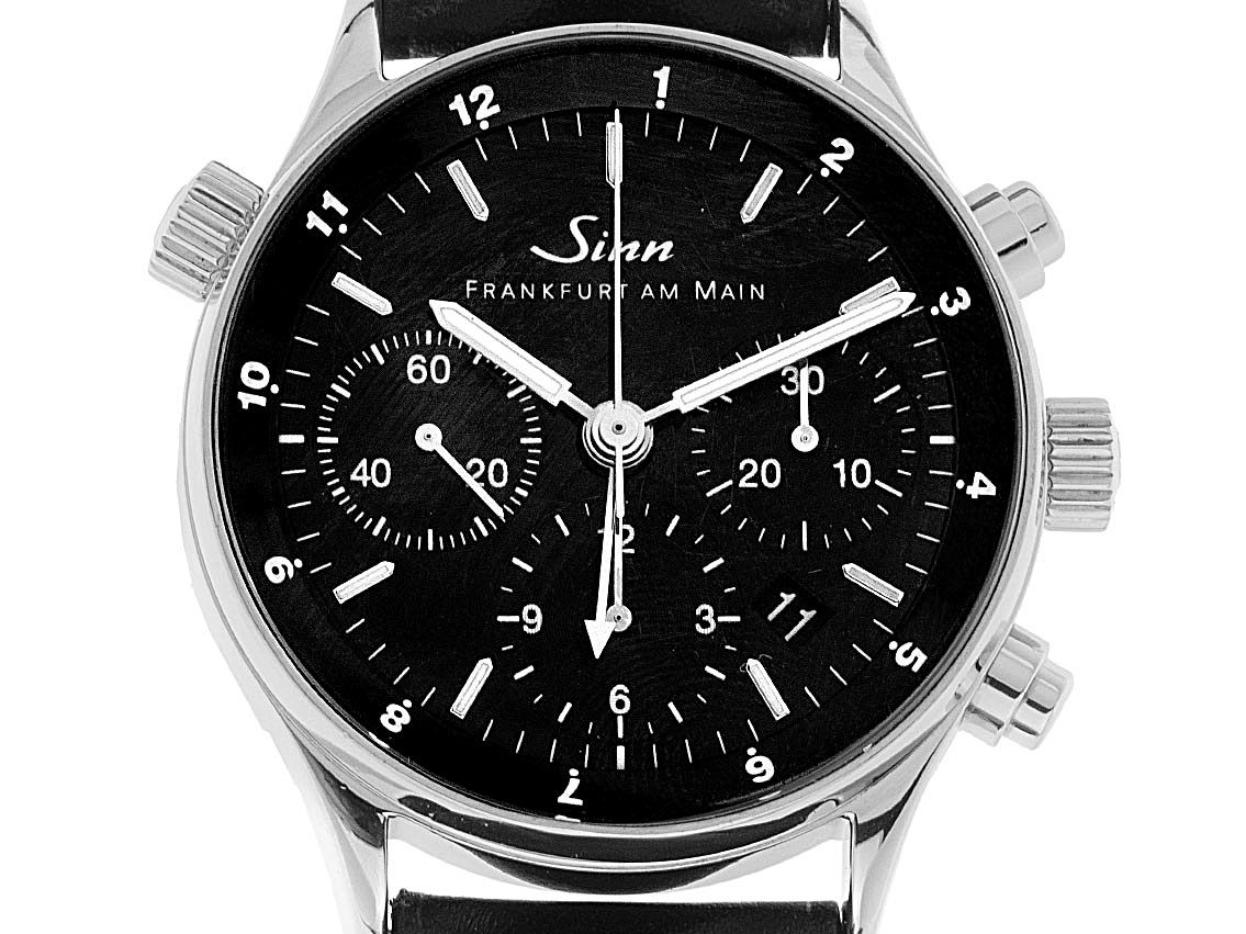 Sinn Frankfurter Finanzplatzuhr Date Stahl Automatik Chronograph Armband Leder 38mm Ref.6000.2232 Vintage Bj.2004 Original Box