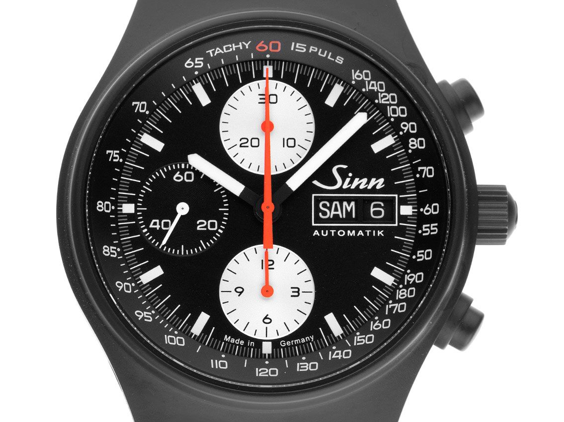 Sinn 144 Jubiläum Stahl beschichtet Automatik Chronograph Armband Stahl beschichtet 41mm Limitiert Bj.2021 Box&Pap. Full Set Ungetragen