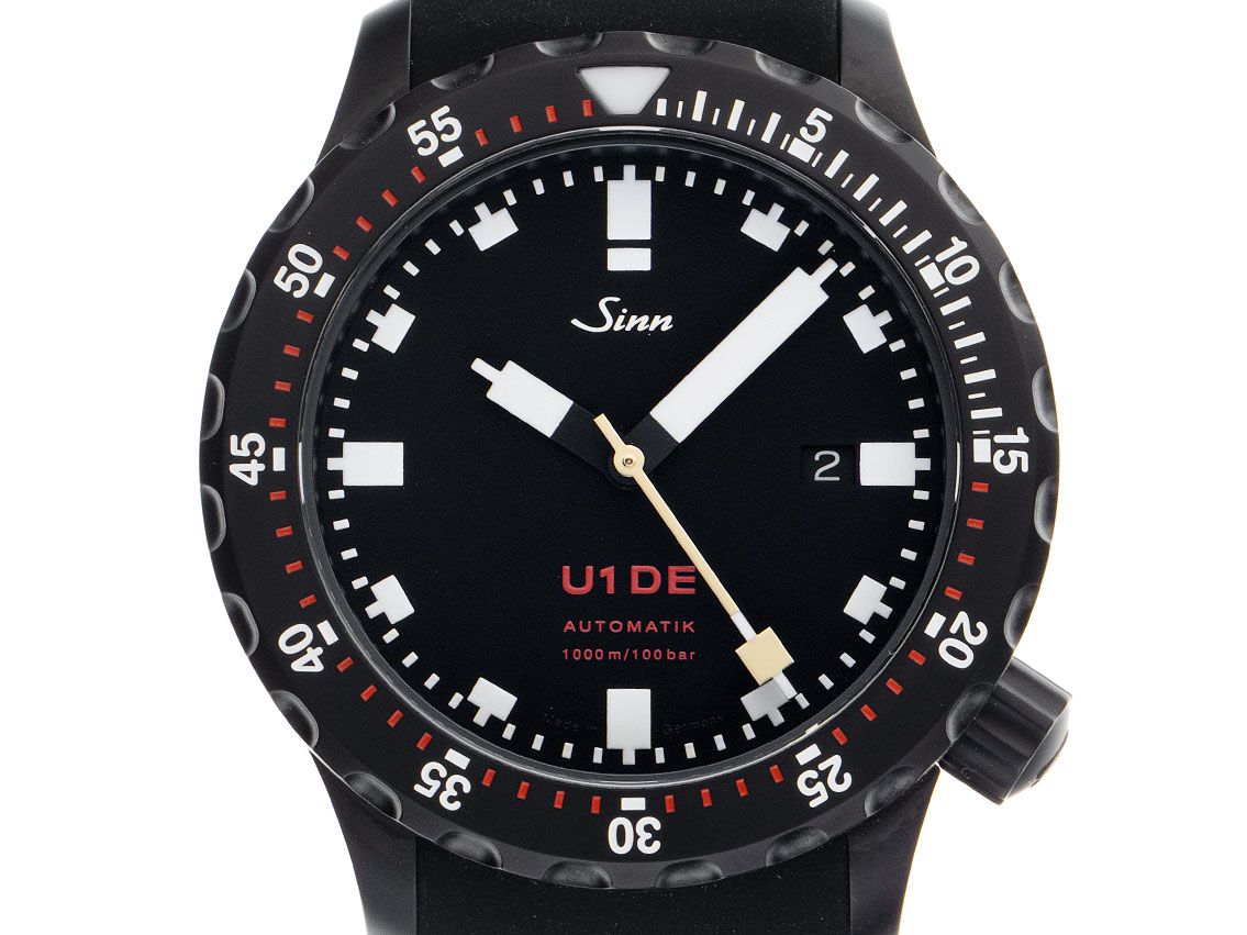 Sinn U1DE U-Boot Stahl Black Automatik Armband Kautschuk Faltschließe 44mm Limitiert Box&Pap. Full Set Ungetragen