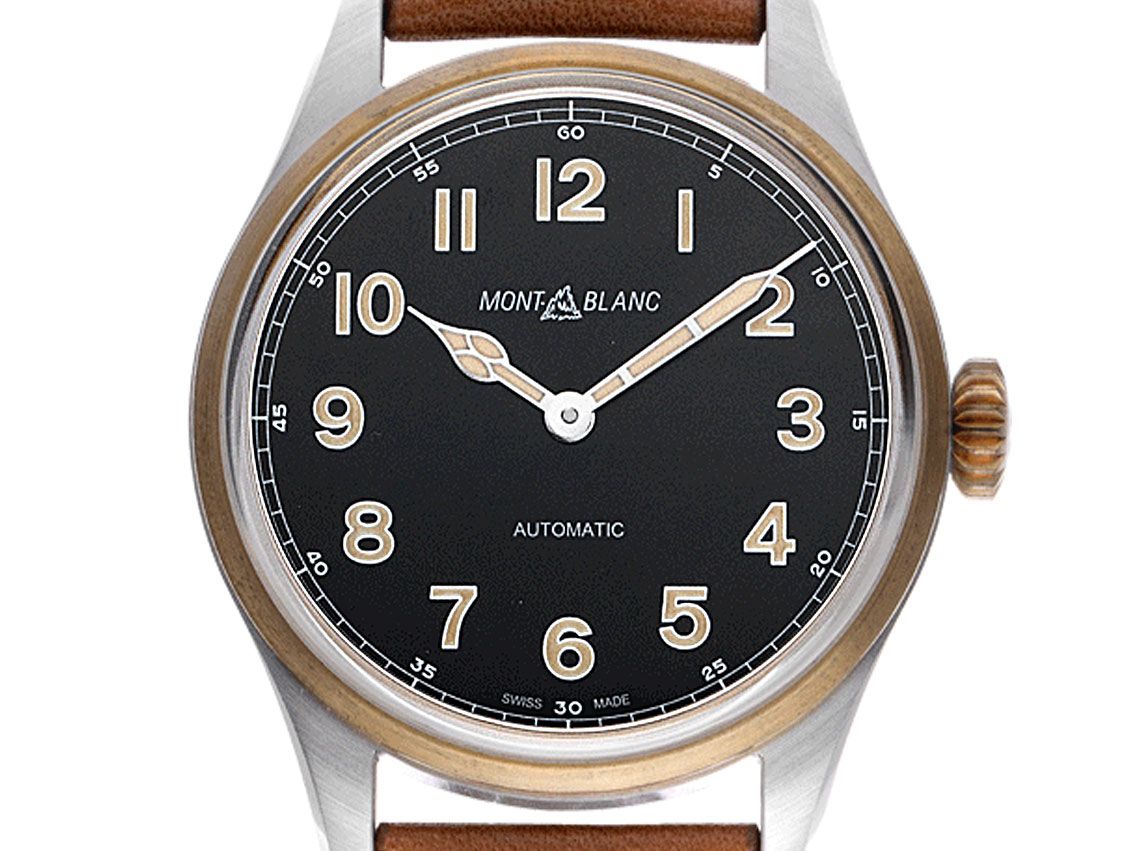 Montblanc 1858 Stahl Bronze Automatik Armband Leder 40mm Ref.117833 Bj.2021 Box&Pap. Full Set Ungetragen