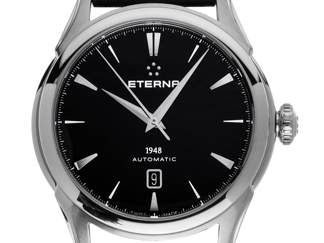 Eterna 1948 Stahl Automatik Armband Leder Faltschließe 44mm Ref.2950 4141 1175 Vintage Bj.2013 orig Pap. wie Neu