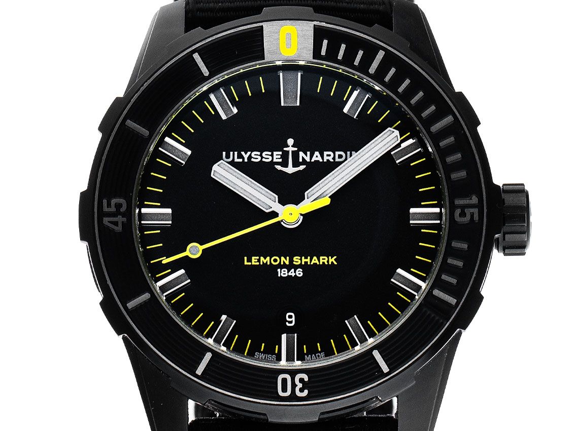 Ulysse Nardin Diver Lemon Skark Stahl PVD beschichtet Automatik Armband Textil Limitiert 42mm Bj.2021 Box&Pap. Full Set Ungetragen