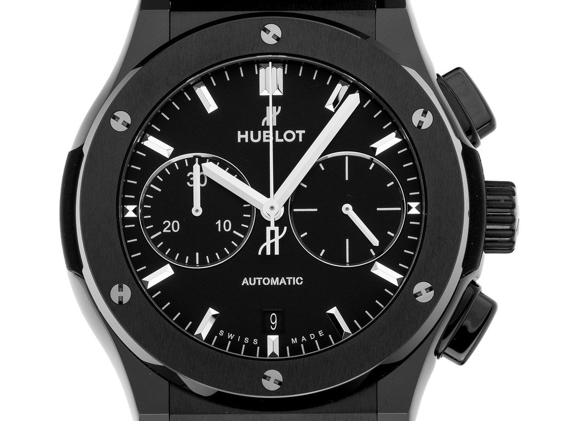 Hublot Classic Fusion Chronograph Black Magic Keramik Automatik Armband Kautschuk Faltschließe 42mm Ref.541.CM.1171.RX Box&Pap. Full Set Ungetragen
