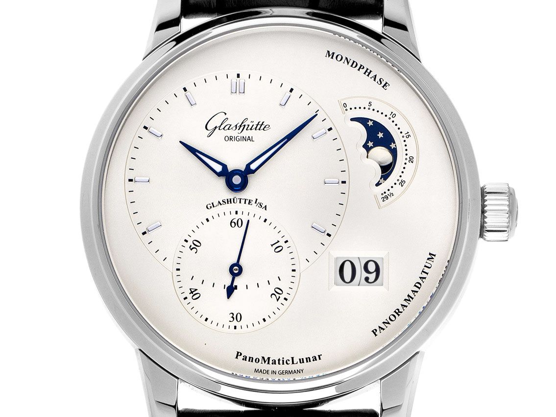 Glashütte Original PanoMaticLunar Stahl Automatik Armband Krokoleder Faltschließe 40mm Ref.1-90-02-42-32-61 Bj.2024 Box&Pap. Full Set Ungetragen 