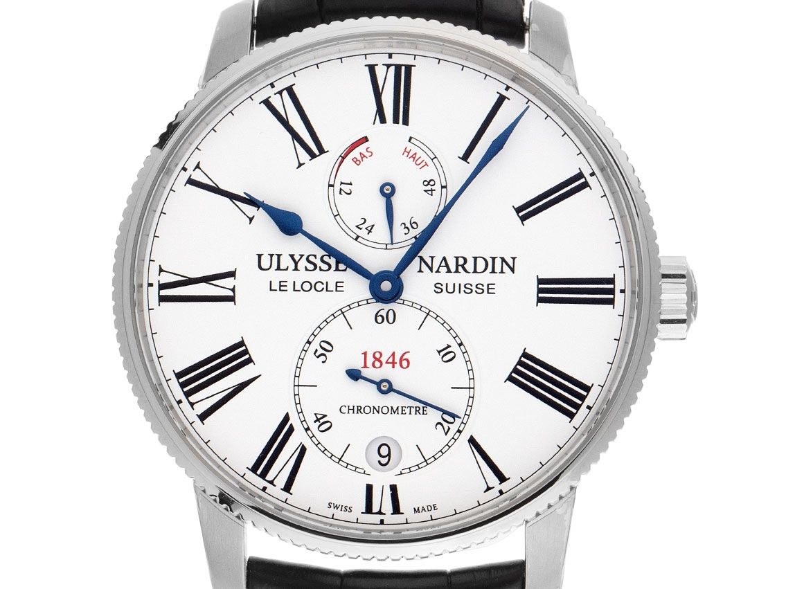 Ulysse Nardin Marine Torpilleur Stahl Automatik Armband Leder Faltschließe 42mm Ref.1183-310/40 Box&Pap. Full Set Ungetragen