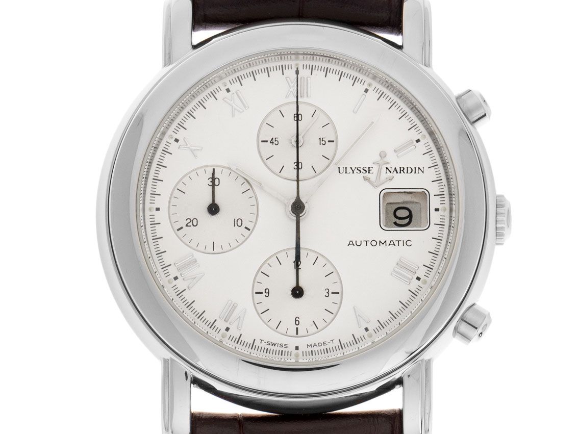 Ulysse Nardin San Marco Chronograph Stahl Automatik Armband Krokoleder 38mm Ref.433-77 Vintage Bj.1993 Box&Pap. Full Set wie Neu