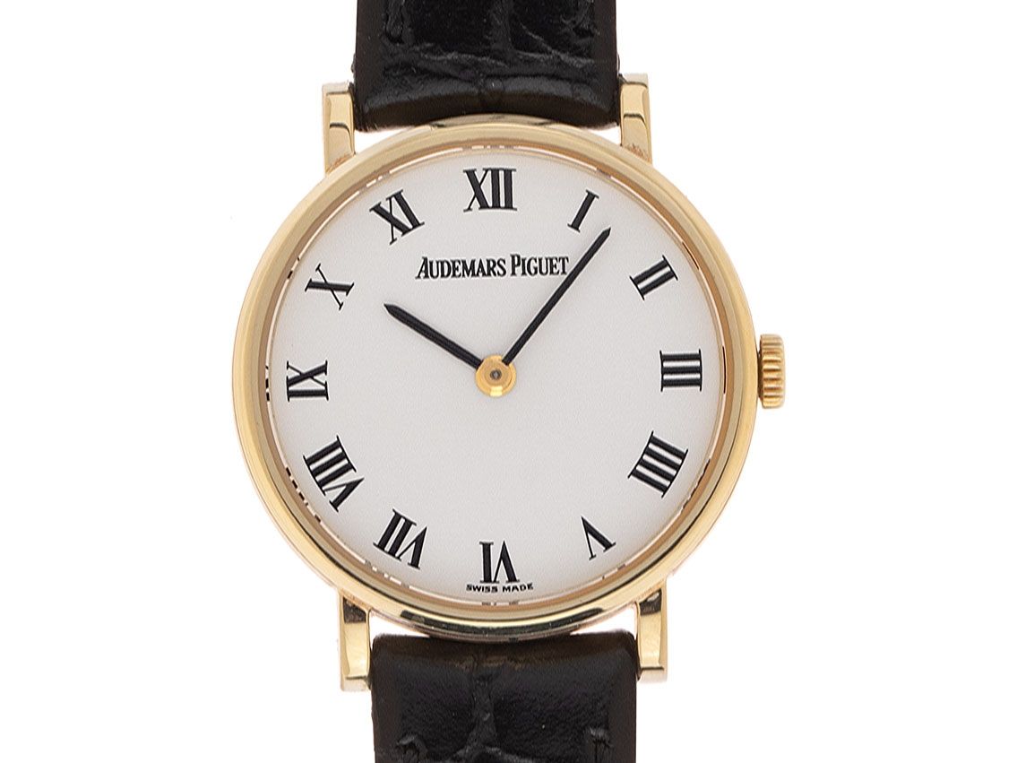 Audemars Piguet Classic Lady Banque Cantonale 18kt Gelbgold Handaufzug Armband Leder 24mm Ref.77120.0.002 Vintage Bj.1995 Box&Pap. Full Set sehr guter Zustand