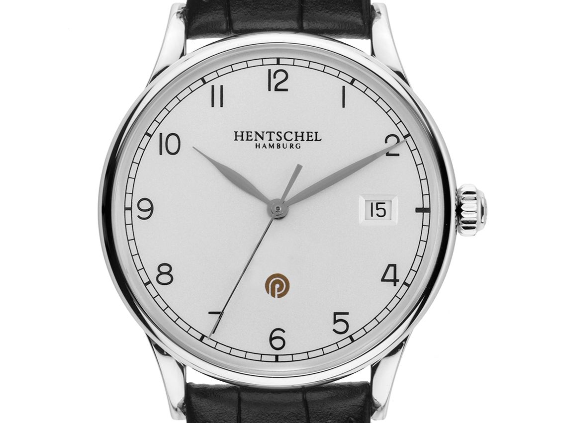 Hentschel Jubiläumsuhr Stahl Automatik Armband Leder 37mm Bj.2017 Box&Pap. Full Set wie Neu