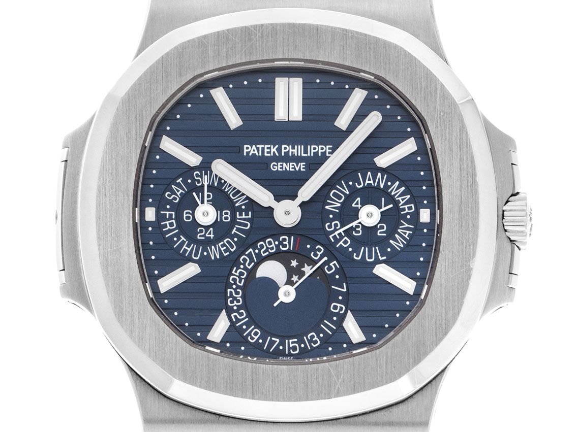 Patek Philippe Nautilus ewiger Kalender 18kt Weißgold Automatik Armband 18kt Weißgold 40mm Ref.5740/1G-001 Bj.2022 Box&Pap. LC 100 Full Set 