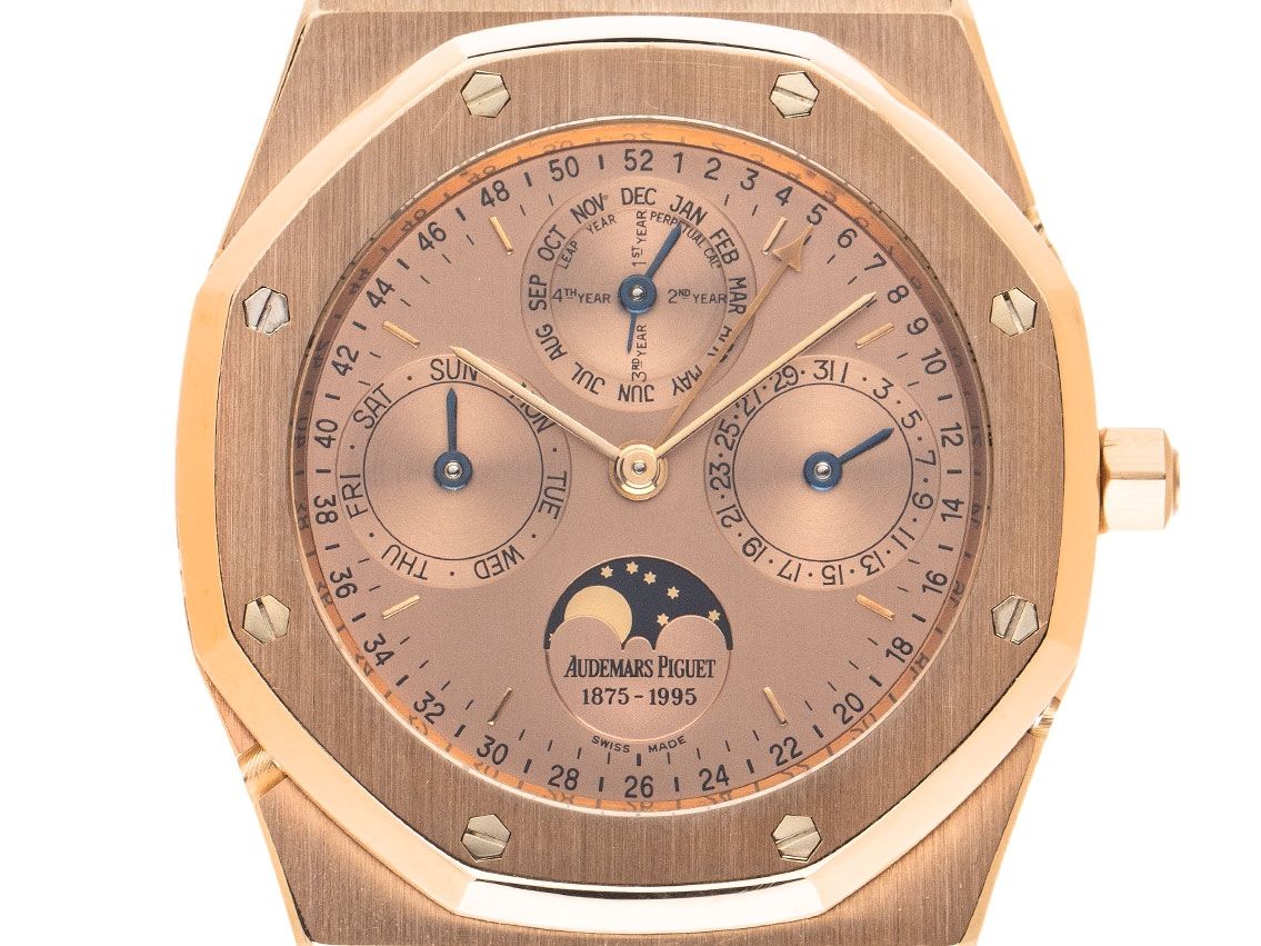 Audemars Piguet Royal Oak Quantieme Perpetual Kalender 120th Anniversary Roségold Automatik Armband Roségold Limited Edition 40mm Ref.25810OR Vintage Bj.1995 Box&Pap. Full Set wie Neu