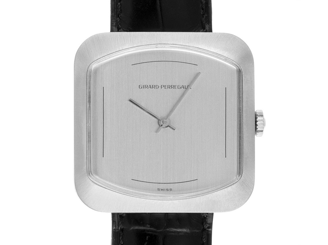 Girard Perregaux Vintage Stahl Handaufzug Armband Krokoleder 32,5x32,5mm Ref.9294HA Bj.1973 orig. Box Vintage 