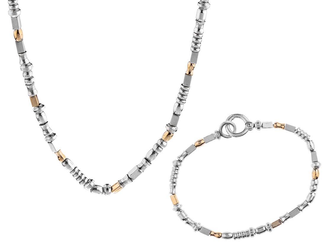 Audemars Piguet Schmuckset Halskette Armband 925 Sterling Silber Gelbgold 410mm 190mm Ledermappe&Zertifikat