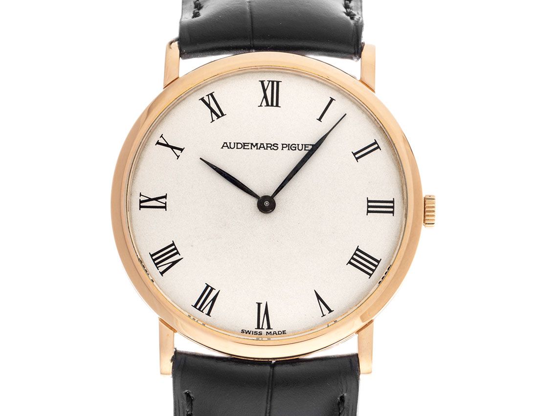 Audemars Piguet Classic Ultra Thin18kt Roségold Handaufzug Armband Leder 30,5mm Ref.C91858 Bj.1989 orig.Box sehr gut Vintage